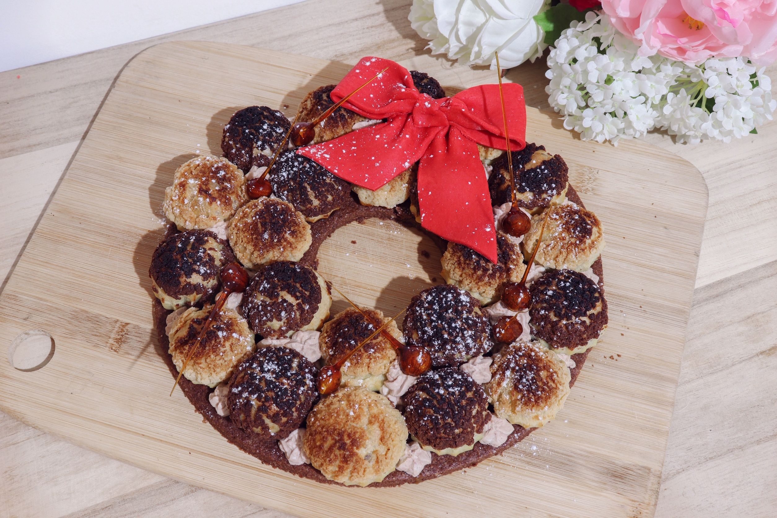 paris-laponie couronne de noël choux recette patisserie léa patisseries inspirées